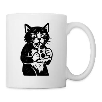 Pizza cat in cartoon style - Mug - white - Right