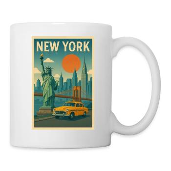New York Retro City Travel Poster - Mug - white - Right