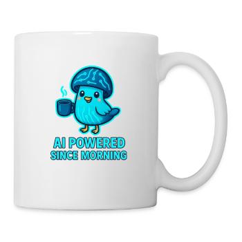 KI-Vogel Morgenkaffee mit Schaltkreis - Tasse - Weiß - Rechts