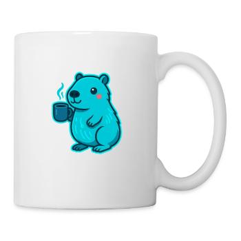 Blue Capybara with Coffee - Mug - white - Right