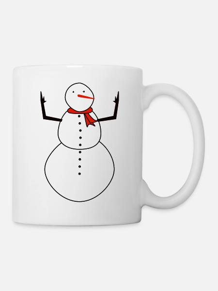 Snowman with Red Scarf - Mug - white