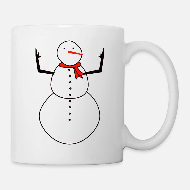 Bonhomme de neige avec écharpe rouge - Mug blanc - blanc
