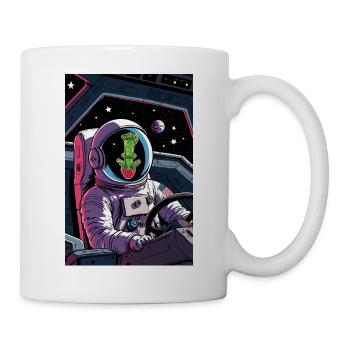 Kaktus Alien im All - Tasse - Weiß - Rechts