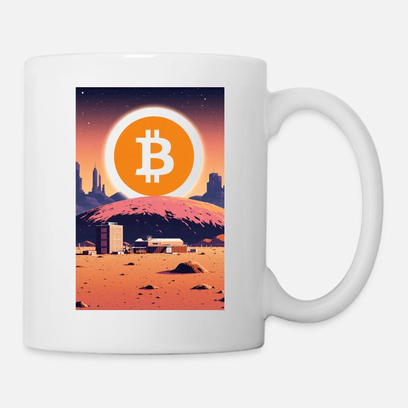 Bitcoin Néon de l’alunissage - Mug blanc - blanc