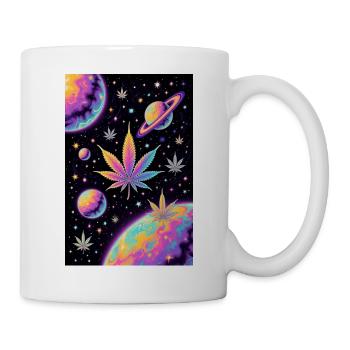 Psychedelische Raum Cannabis Muster - Tasse - Weiß - Rechts