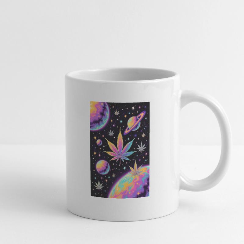 Psychedelic Space Cannabis Pattern Mug