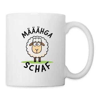 Mähga Schaf – Lustiges Schafmotiv - Tasse - Weiß - Rechts