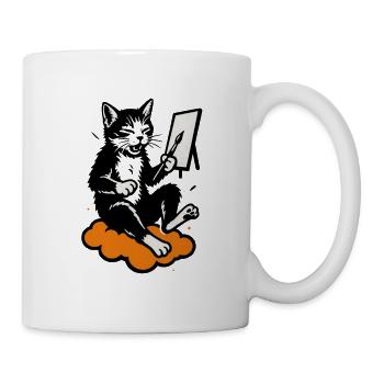 Katzenkünstler auf Wolke - Tasse - Weiß - Rechts