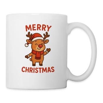 Rentier mit Weihnachtstext winken - Tasse - Weiß - Rechts