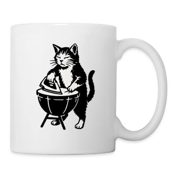 Barbecue cat at the barbecue grill - Mug - white - Right