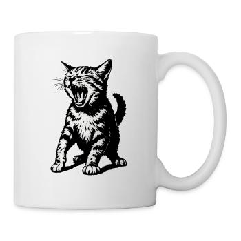 Dessin au trait du chat noir en colère - Mug blanc - blanc - Droite