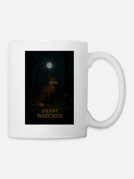 Silent Waiting Fox im Mondlicht - Tasse - Weiß