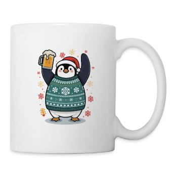 Festlicher Pinguin im Pullover - Tasse - Weiß - Rechts