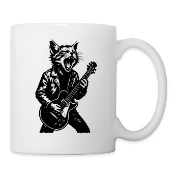 Katzen-Rocker mit Gitarre - Tasse - Weiß - Rechts