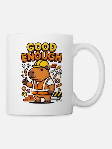 Capybara Bauarbeiter Good Enough - Kop/krus - hvid