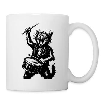 Trommelnde Katzen-Rocker - Tasse - Weiß - Rechts