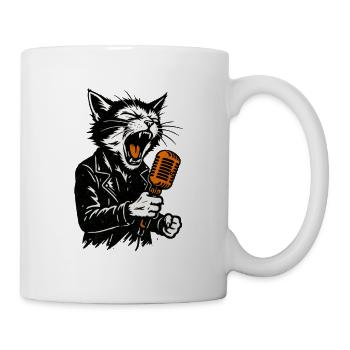 Katzenrocker mit Mikrofon - Tasse - Weiß - Rechts