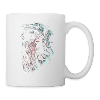 Lion Colorful Lion Head Neon Colorful Predator Art - Mug - white - Right