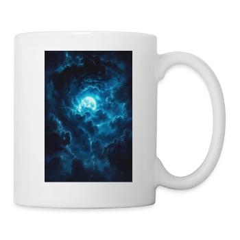 Blauer Himmel mit Mond im Sturm - Tasse - Weiß - Rechts