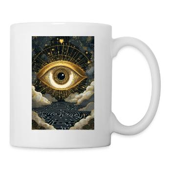 Goldenes Auge über dem Kosmischen Labyrinth - Tasse - Weiß - Rechts