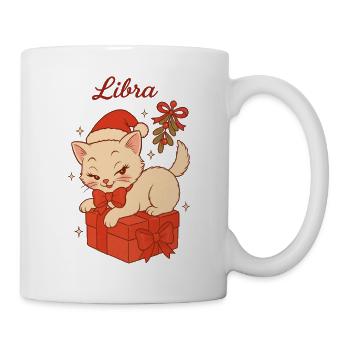 Libra Weihnachtskätzchen Geschenk - Tasse - Weiß - Rechts