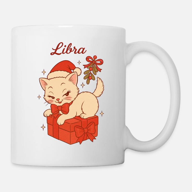 Cadeau de chaton de Noël Balance - Mug blanc - blanc