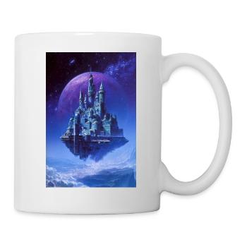 Floating Crystal Castle Above Moon - Mug - white - Right