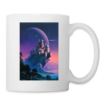 Mondbeschienene Burg über Nebula-Insel - Tasse - Weiß - Rechts