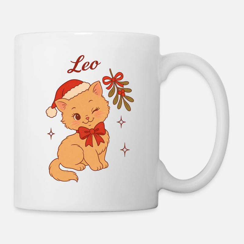 Weihnachtskätzchen Leo - Tasse - Weiß