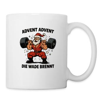 Advent Advent die Wade brennt Weihnachten Gym - Tasse - Weiß - Rechts