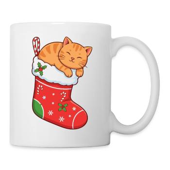 Kuschelkater im festlichen Stiefel - Tasse - Weiß - Rechts