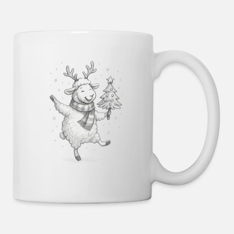 Winterfreude Rentier Schaf - Tasse - Weiß