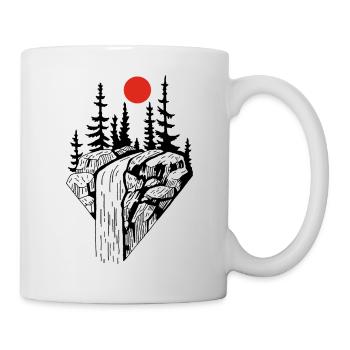 Die rote Sonne und der schwarze Wasserfall - Tasse - Weiß - Rechts