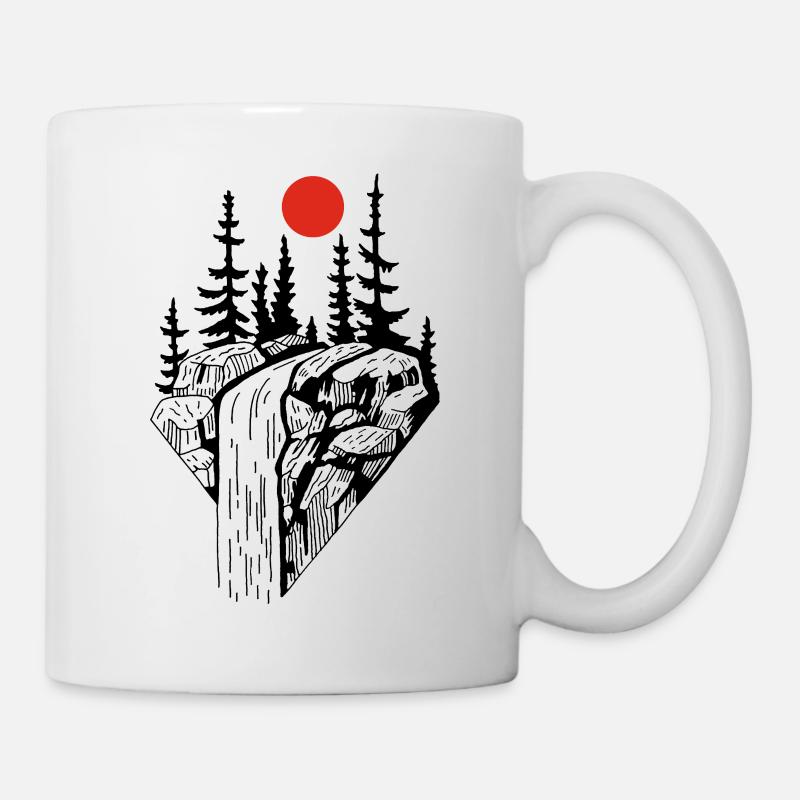 Die rote Sonne und der schwarze Wasserfall - Tasse - Weiß