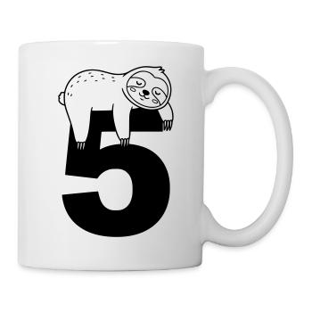 Paresseux endormi sur le numéro cinq - Mug blanc - blanc - Droite