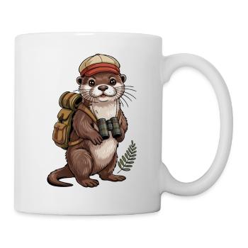 Abenteuerotter mit Ferngläsern - Tasse - Weiß - Rechts