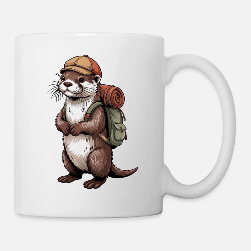Otter Wanderer mit Rucksack - Tasse - Weiß