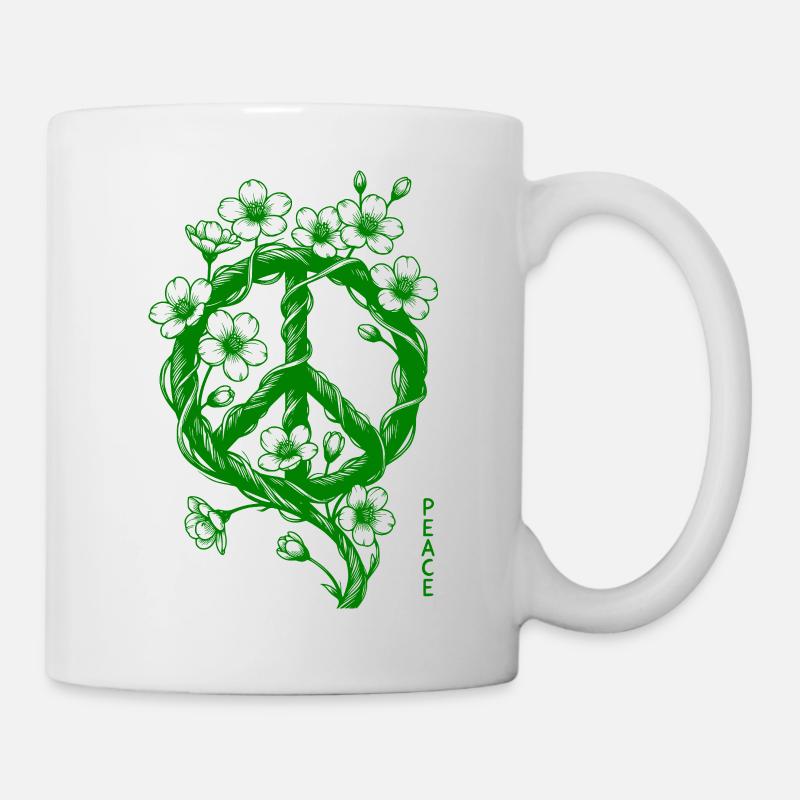 Blüten Peace Symbol - Tasse - Weiß