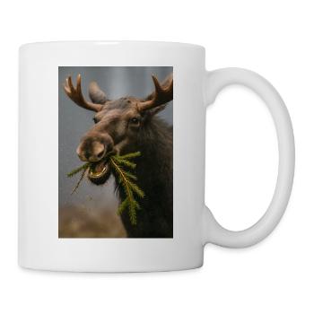 Moose in snow with spruce twigs - Mug - white - Right