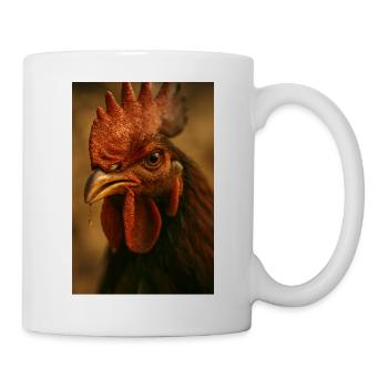 Nahaufnahme des Hahns mit Kamm - Tasse - Weiß - Rechts