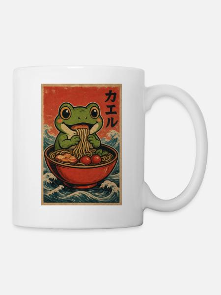 Frosch-Ramen Retro-Poster - Tasse - Weiß