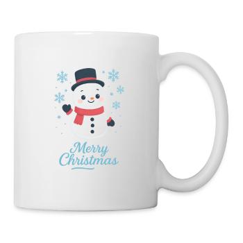 Schneemann mit Schal – Merry Christmas - Tasse - Weiß - Rechts
