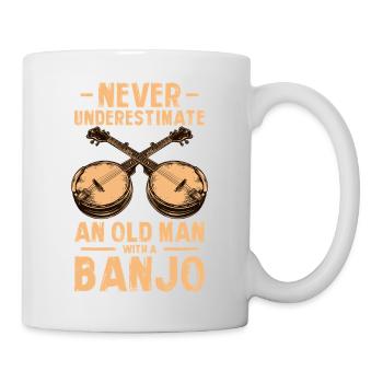 Vieux joueur de banjo bluegrass country - Mug blanc - blanc - Droite