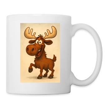 Happy Moose in Caricature Style - Mug - white - Right