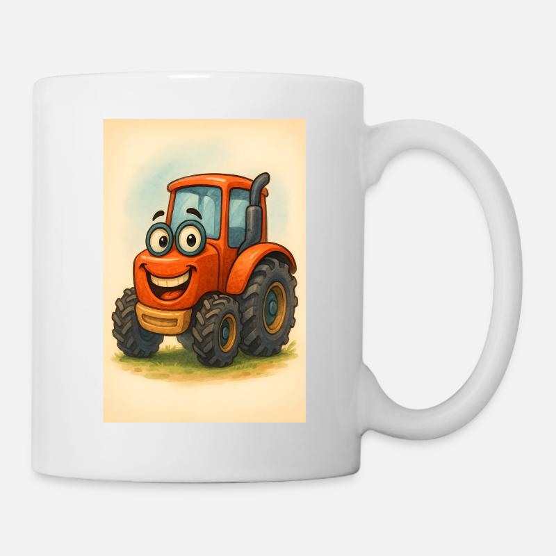 Happy tractor with face - Mug - white