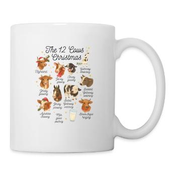 The 12 Cows of Christmas – Lustiges Weihnachtskuh  - Tasse - Weiß - Rechts