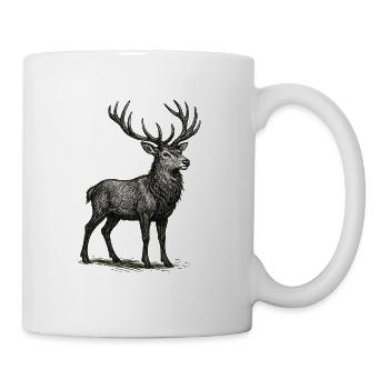 Detailed deer drawing - Mug - white - Right