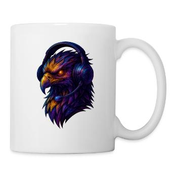 Neonadler mit Headset - Tasse - Weiß - Rechts
