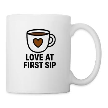 Liebe beim ersten Schluck Kaffee - Tasse - Weiß - Rechts