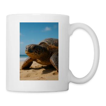 Sonnenige Meeresschildkröte am Strand - Tasse - Weiß - Rechts
